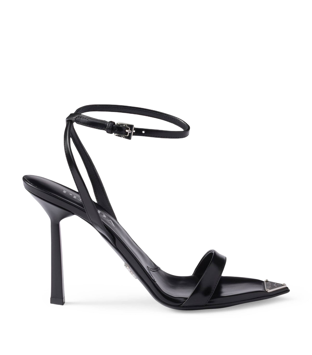 Prada Brushed Leather Heeled Sandals