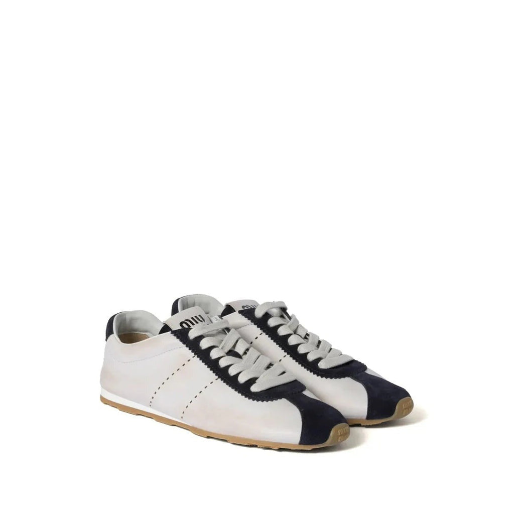 Miu Miu Plume Mesh Fabric Sneakers - White/Navy