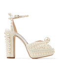 Jimmy Choo Sacaria 120 Pearl-Embellished Satin Platform Sandals