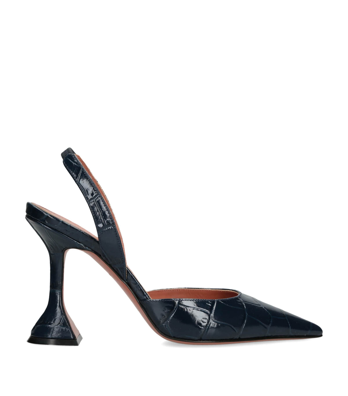 Amina Muaddi Croc-Embossed Leather Holli Slingback Heels 95
