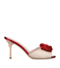 Roger Vivier Suede Rose Mules 85