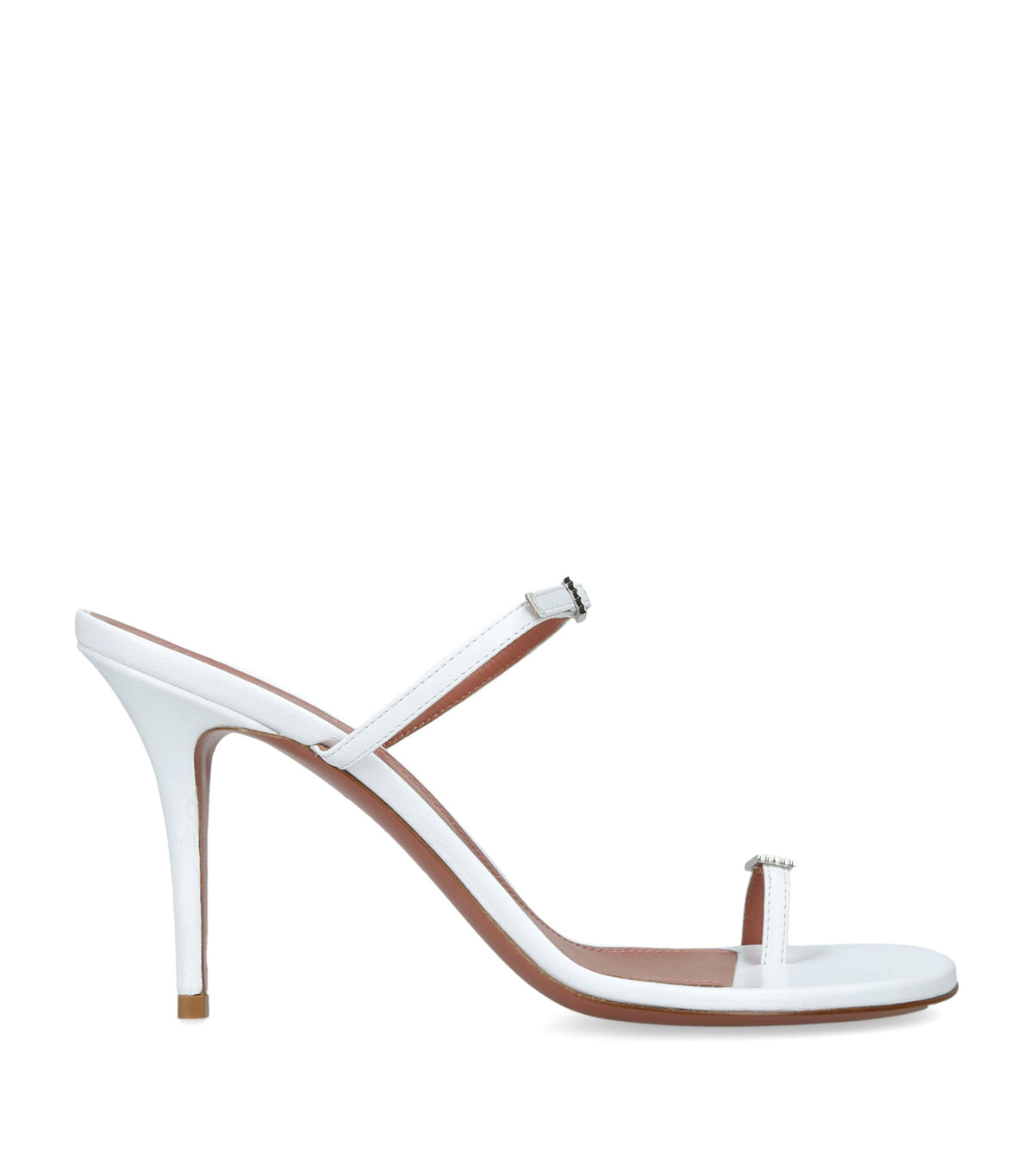 Amina Muaddi Leather Adut Heeled Sandals 90
