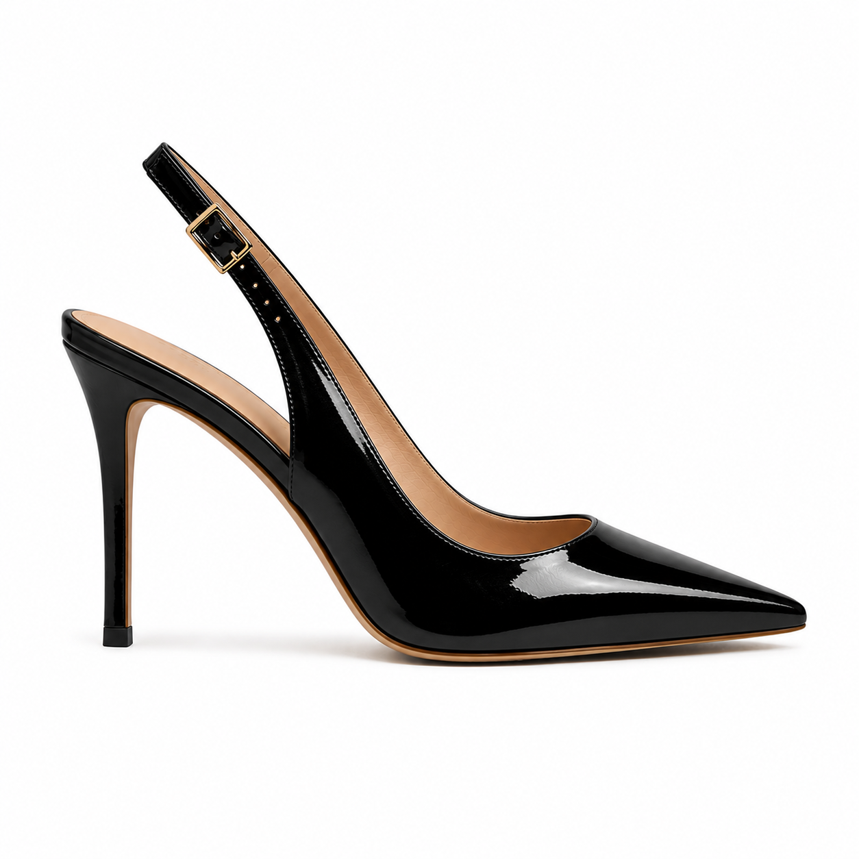 Cassiela Bianca Slingback — Noir Patent