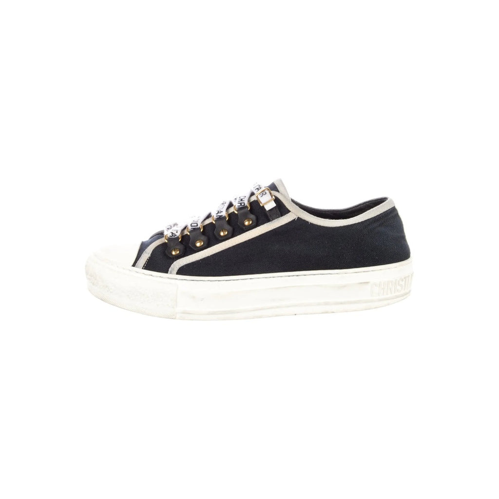 CHRISTIAN DIOR WALK'N'DIOR LOW TOP SNEAKERS BLACK CANVAS BLACK
