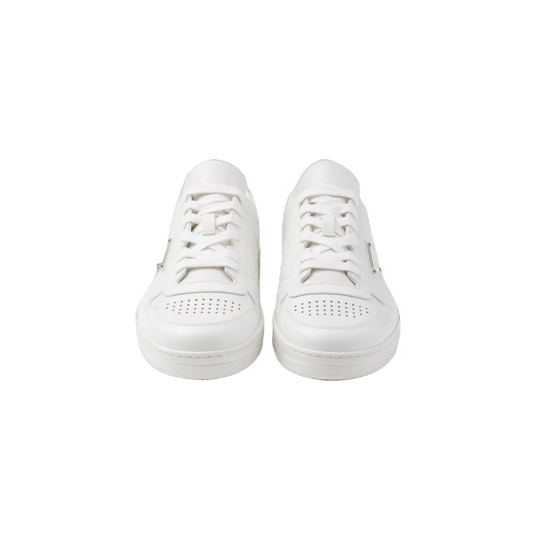 PRADA DOWNTOWN LEATHER SNEAKERS WHITE