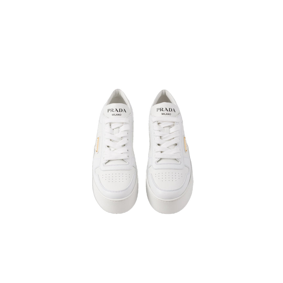 PRADA DOWNTOWN LEATHER SNEAKERS WHITE