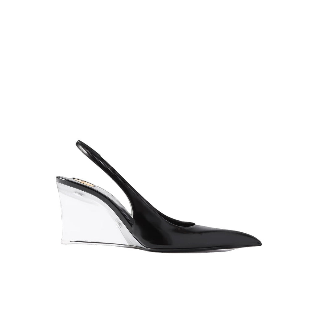 SAINT LAURENT SLINGBACK WEDGE PUMPS BLACK