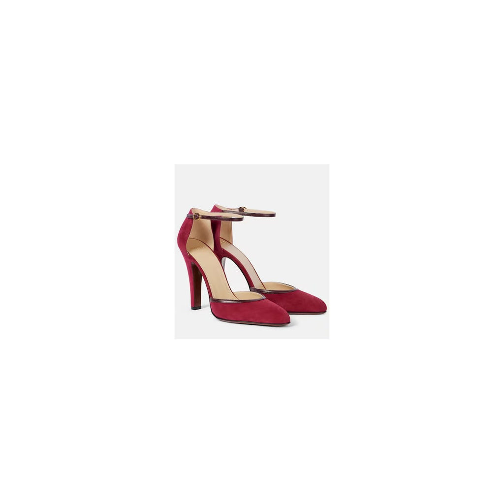 VALENTINO GARAVANI OPEN TOE REVELE SUEDE PUMPS 105MM BURGUNDY