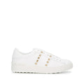 VALENTINO GARAVANI ROCKSTUD STUD LEATHER SNEAKERS WHITE