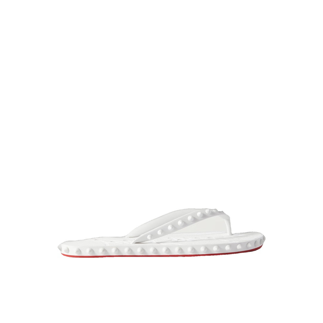 CHRISTIAN LOUBOUTIN LOUBI DONNA SPIKE FLIP FLOPS WHITE