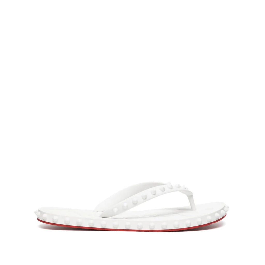 CHRISTIAN LOUBOUTIN LOUBI DONNA SPIKE FLIP FLOPS WHITE