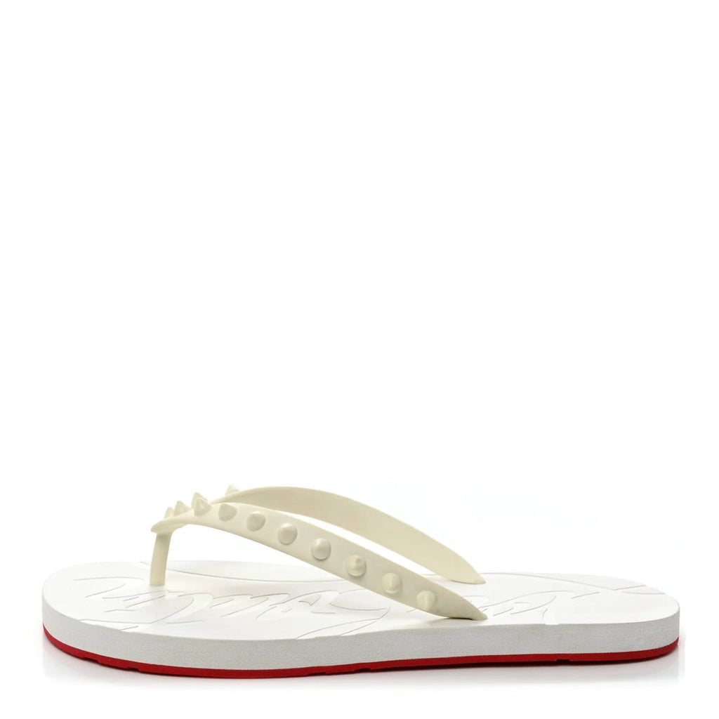 CHRISTIAN LOUBOUTIN LOUBI DONNA SPIKE FLIP FLOPS WHITE