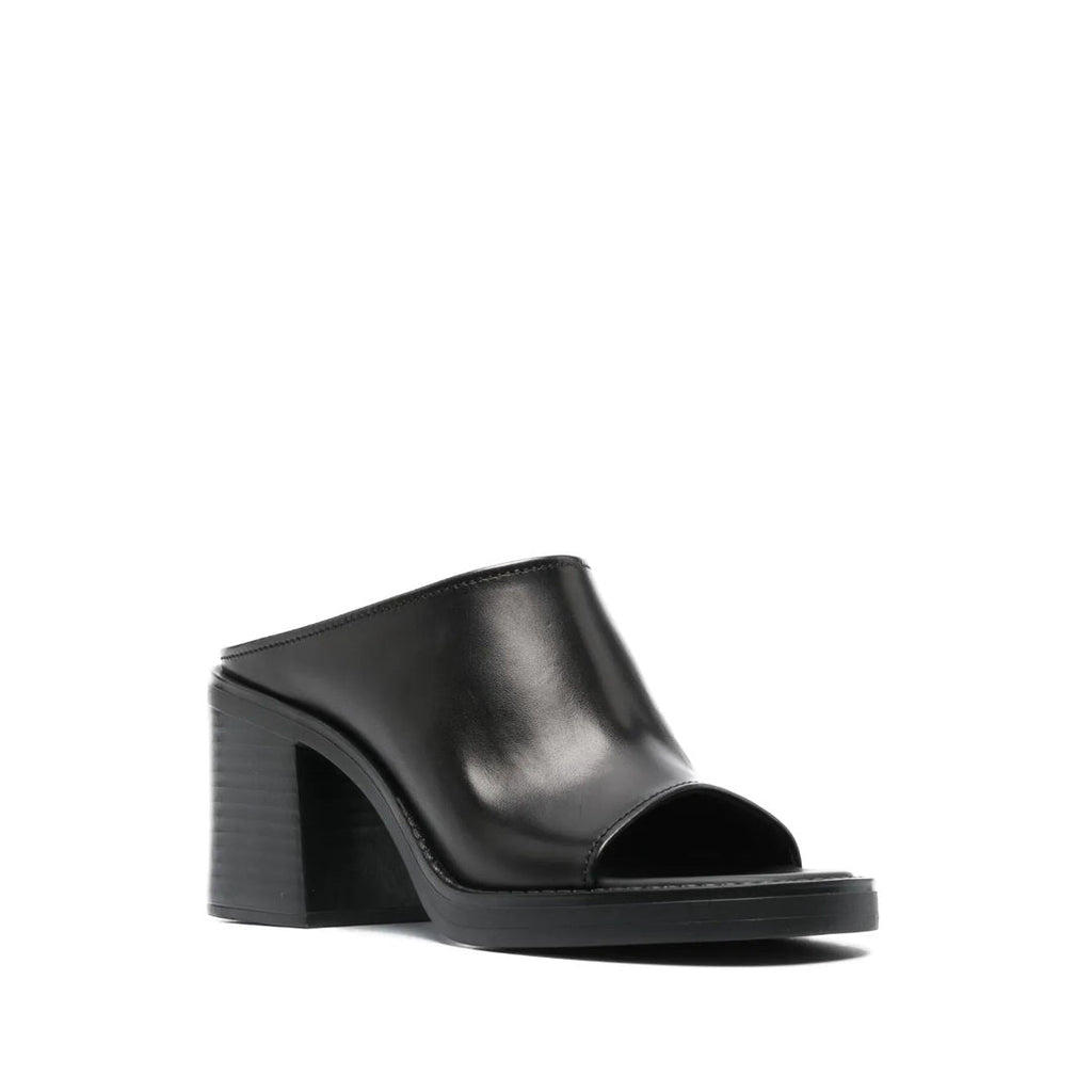 MIU MIU BOS TAURUS CALF LEATHER MULES BLACK