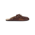 MIU MIU FOULE LEATHER MULES COFFEE BROWN