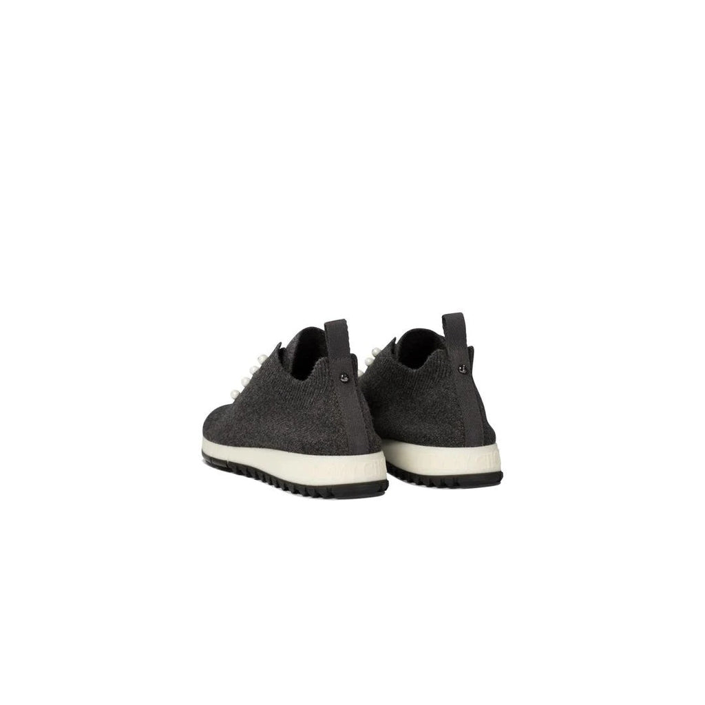 JIMMY CHOO VELES CASHMERE KNIT SNEAKERS DARK GREY