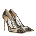 JIMMY CHOO ROMY LACE HEELED PUMPS BLACK