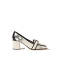 JIMMY CHOO 65MM LIVI FLECKED CANVAS AND LEATHER MULE PUMPS CREAM