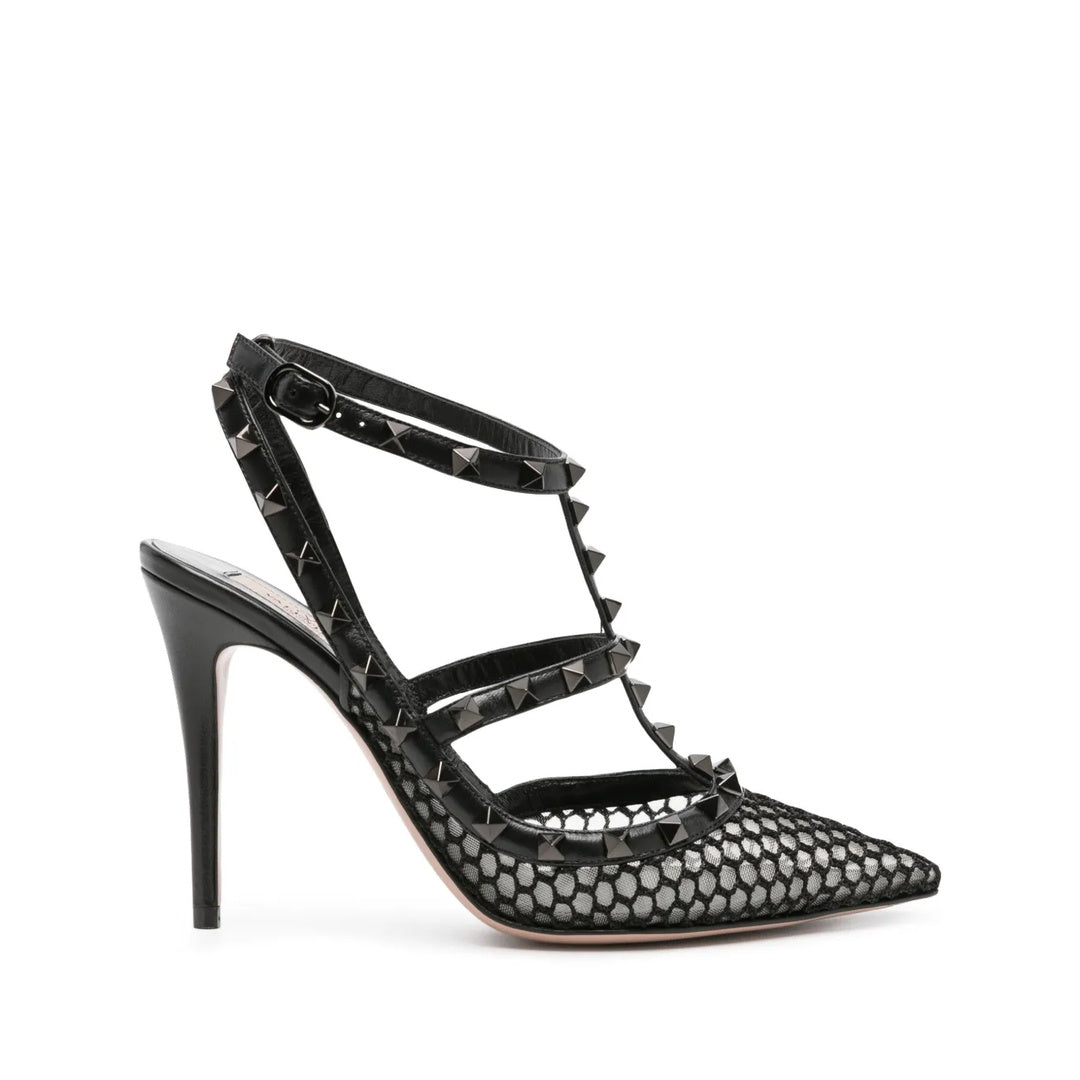 VALENTINO GARAVANI ROCKSTUD SUEDE PUMPS 100MM RED
