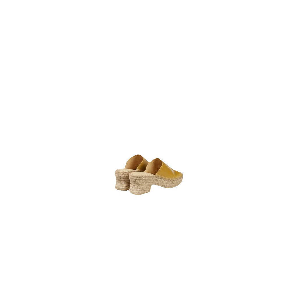 LOEWE PETAL ANAGRAM LEATHER ESPADRILLE WEDGES YELLOW