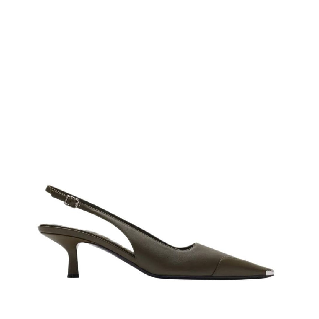 BURBERRY CHISEL LEATHER SLINGBACK PUMPS NATURAL