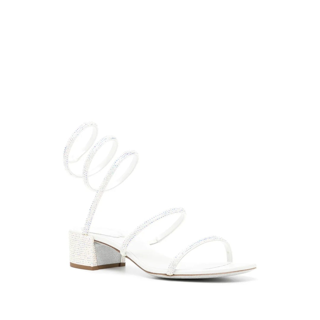 RENÉ CAOVILLA CLEO SANDAL WHITE LEATHER WHITE