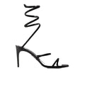 RENÉ CAOVILLA CLEO CRYSTAL-EMBELLISHED LEATHER SANDAL BLACK