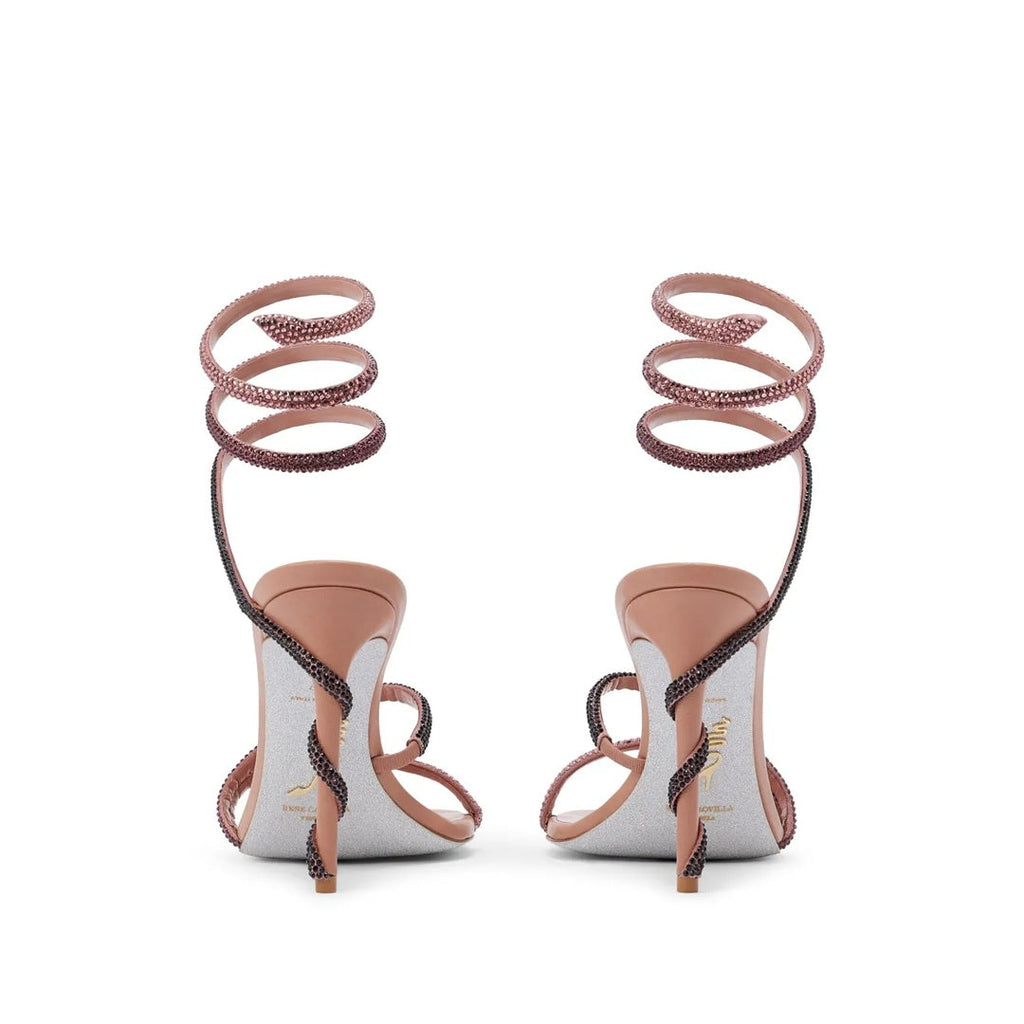 RENÉ CAOVILLA CLEO POWDER STRASS SPIRAL SANDAL PINK